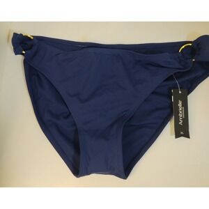 Ambrielle Swimwear Bottoms XL Navy Blue Gold Ring Detail New With Tags